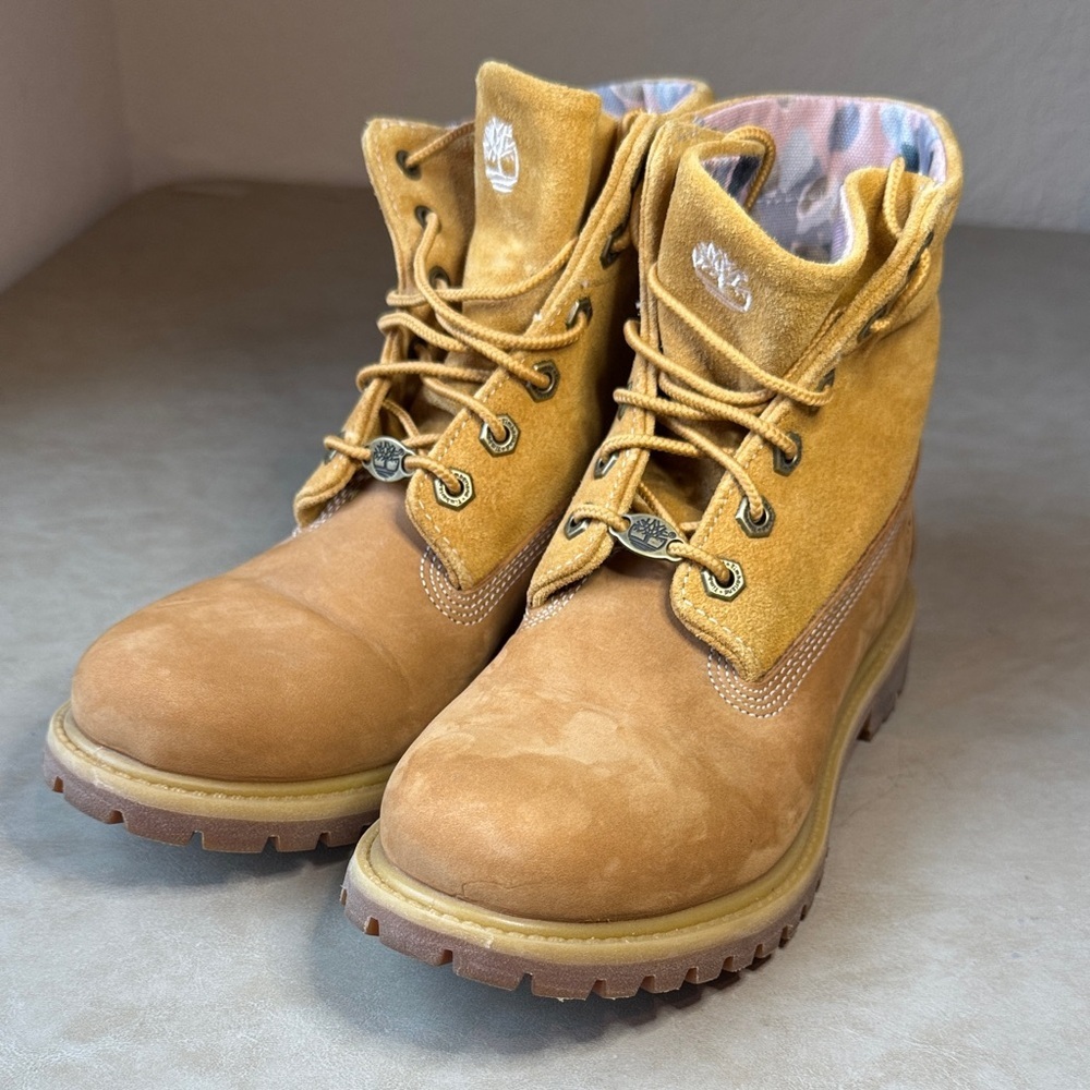 Timberland Women's Fold Down Waterproof Boots -A2MF6-Wheat Nubuck Leather Sz 7